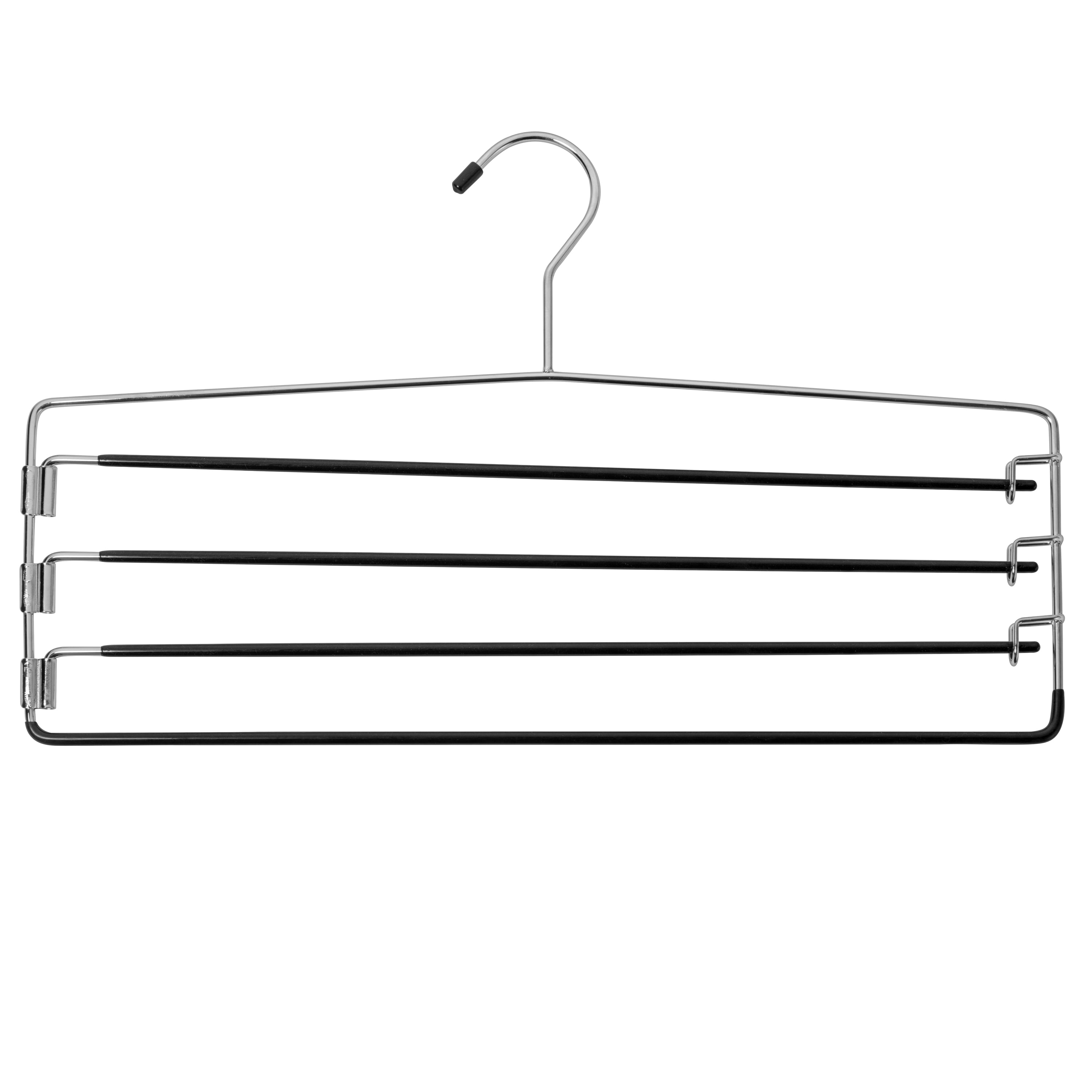 USTECH 4-Tier Non Slip Pants Organizer Chrome Metal Clothes Hanger, 6 Pack