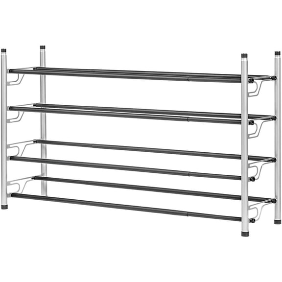 USTECH 4-Tier Shoe Rack Free Standing Large Capacity Shoe Organizer with Self-Assembly Design, Easy to Assemble Space-Saving Metal Shoe Storage Shelf for Closet, Bedroom & Entryway (Pack of 5)