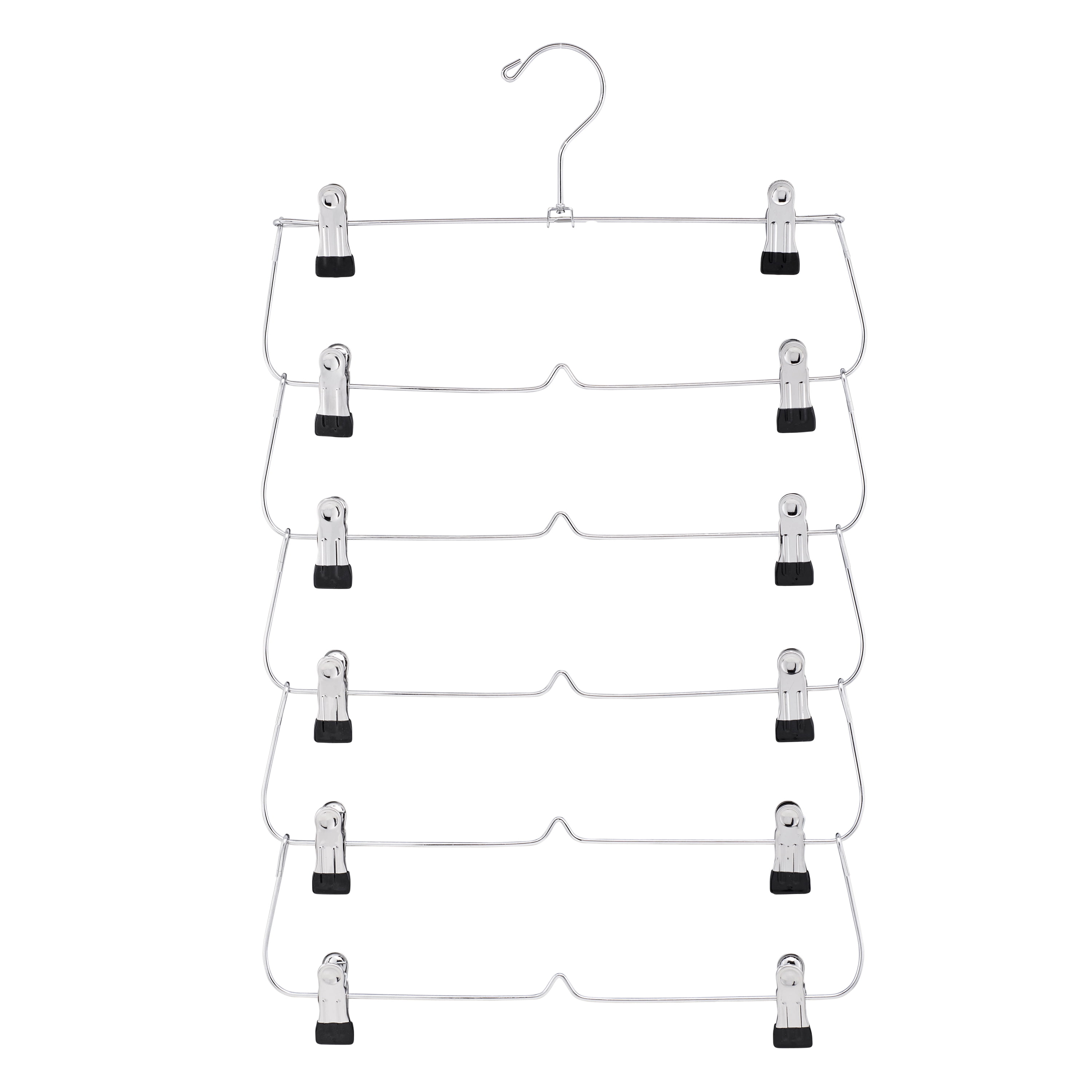 USTECH 6 Tier Metal Pants & Skirt Hanger, 6 Pack