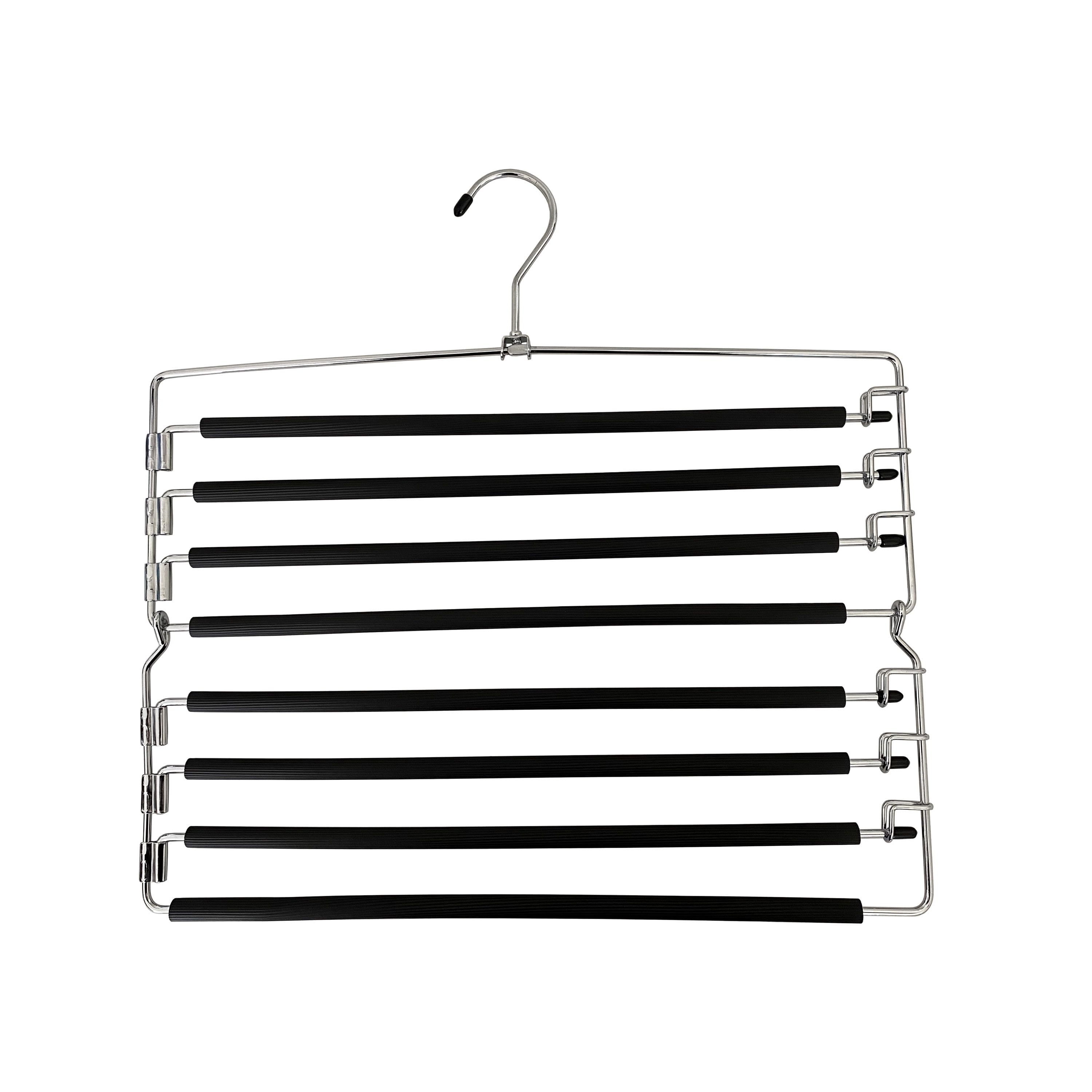 USTECH 8-Tier Folding Space Saving Metal Pants Hanger with Non Slip Swing Arms, 5 Pack