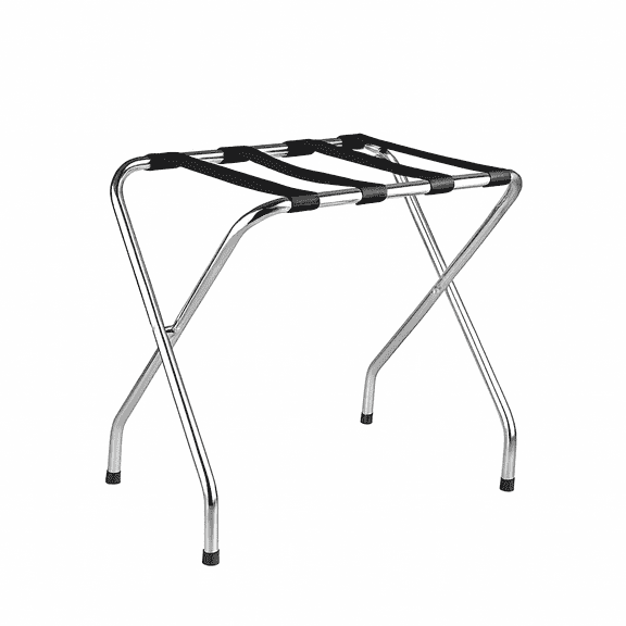 USTECH Single-Tier Luggage Rack, Chrome Foldable Suitcase Stand with Straps, Heavy-Duty Self-Assembly Rack for Guest Room, Bedroom, or Hotel Storage