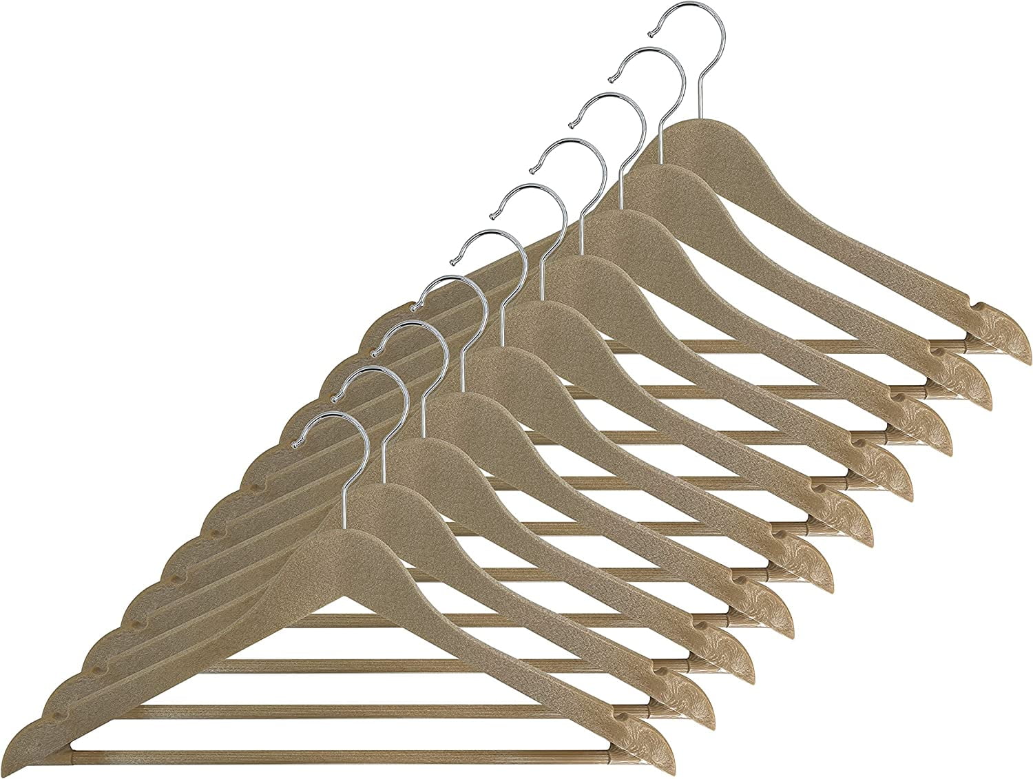 USTECH WoodLook Hangers Suit & Dress Holders 10Pack