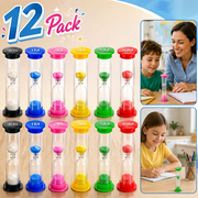 USTOP 12 Pack Colorful Sand Timers, Durable Plastic Hourglass Timer Set with 6 Different Time Intervals, Shatterproof Visual Productivity Tools for Classroom, Kitchen, and Office.