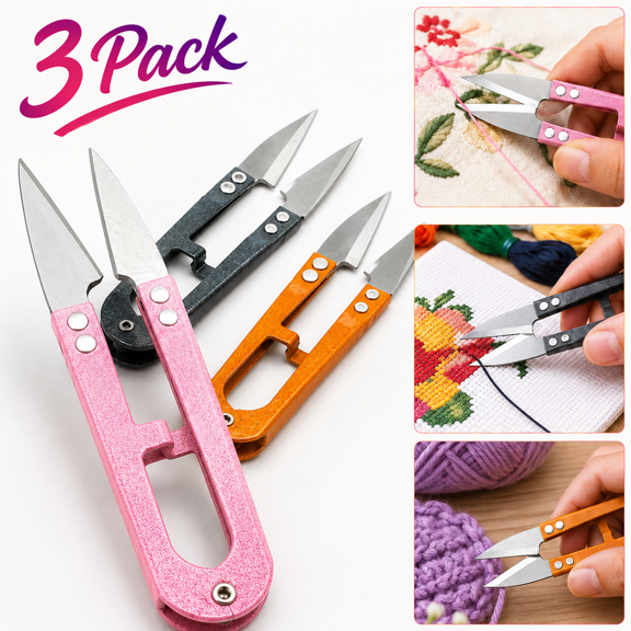 USTOP 3 pack 4.1 inch Sewing Scissors Yarn Thread Cutter Small Snips Trimming Nipper - Great for Detailed Embroidery, Cross Stitch & Crafting Stitch, Mini DIY Supplies.