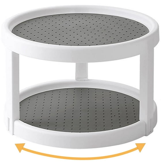 USTOP Lazy Susan Organizer, 2 Tier Non Skid Spice Rack Turntable,360 Degree Rotating Seasoning Organizer, 10-Inch Spinning Organizer for Pantry Cabinet, Kitchen, Countertop, Vanity Display Stand.