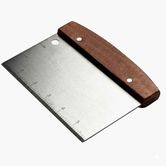 USTOP Stainless Steel Bench Scraper, Professional Dough Scraper and Pastry Cutter with Measuring Scale, Heavy-Duty Food Chopper for Baking, Pizza Dough, and Kitchen Prep.