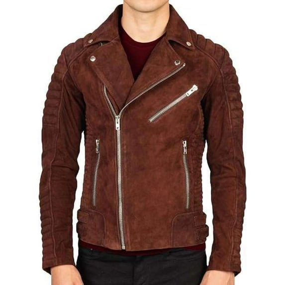 USTRADEENT 100% Lambskin Leather Vintage Biker Jacket for Men