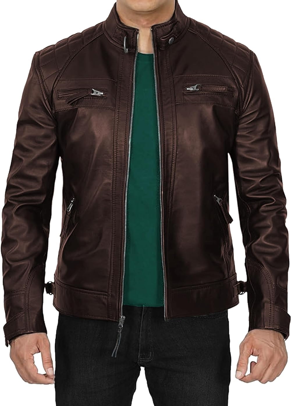 ジャケット・アウター Nolley's Lamb Leather Jacket Brown Mens Zip Front Leather Jacket, Brown Lamb, XXL - Walmart.com