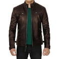 thumbnail image 1 of USTRADEENT Men's Biker Jacket with Lambskin Genuine Leather, 1 of 5