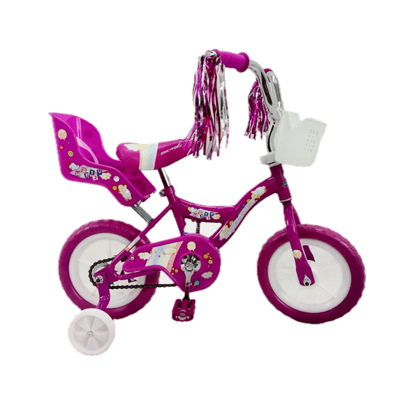 USToyOutlet 12" Kid's Beginner Bicycle for 2-4 Years Old Boys' and Girls' Bike Foam Tire for Indoor Use No Brake + Doll Seat - Purple