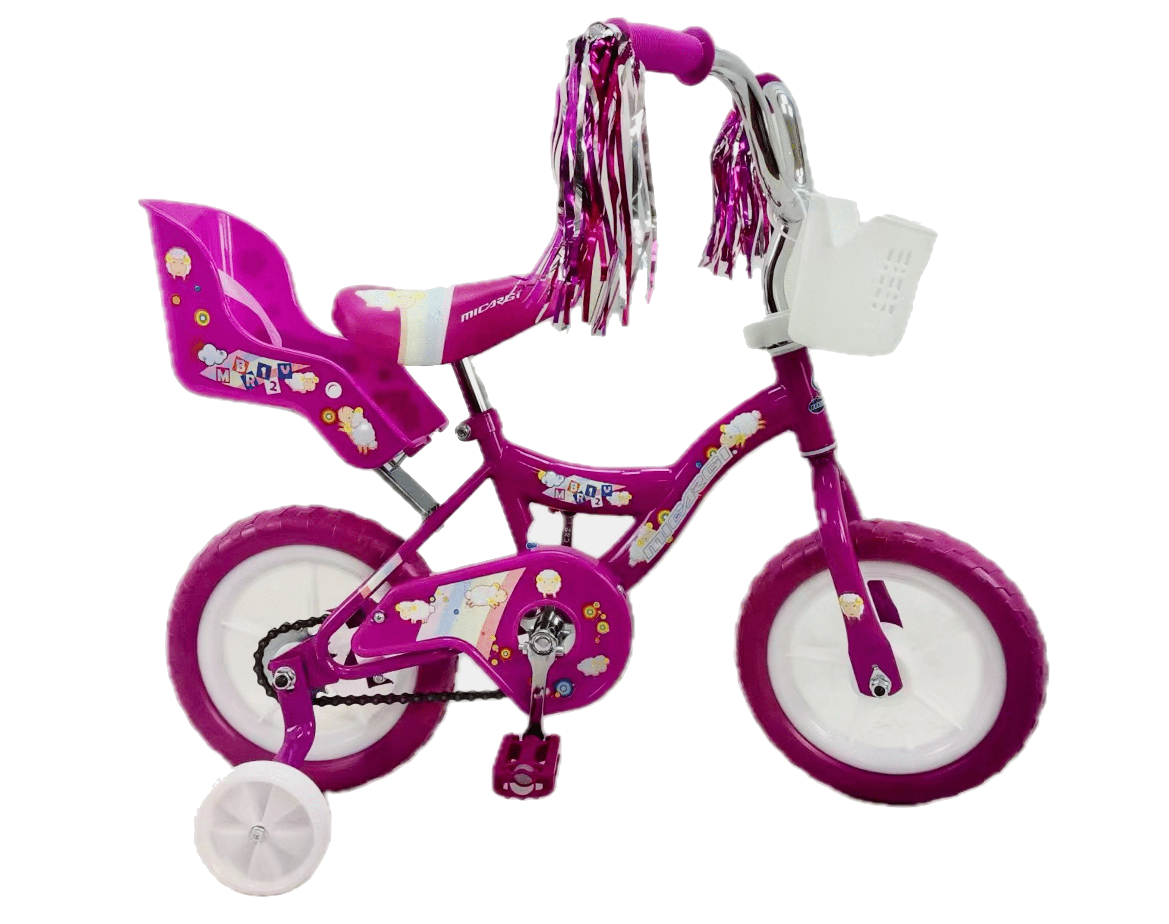 USToyOutlet 12" Kid's Beginner Bicycle for 2-4 Years Old Boys' and Girls' Bike Foam Tire for Indoor Use No Brake + Doll Seat - Purple