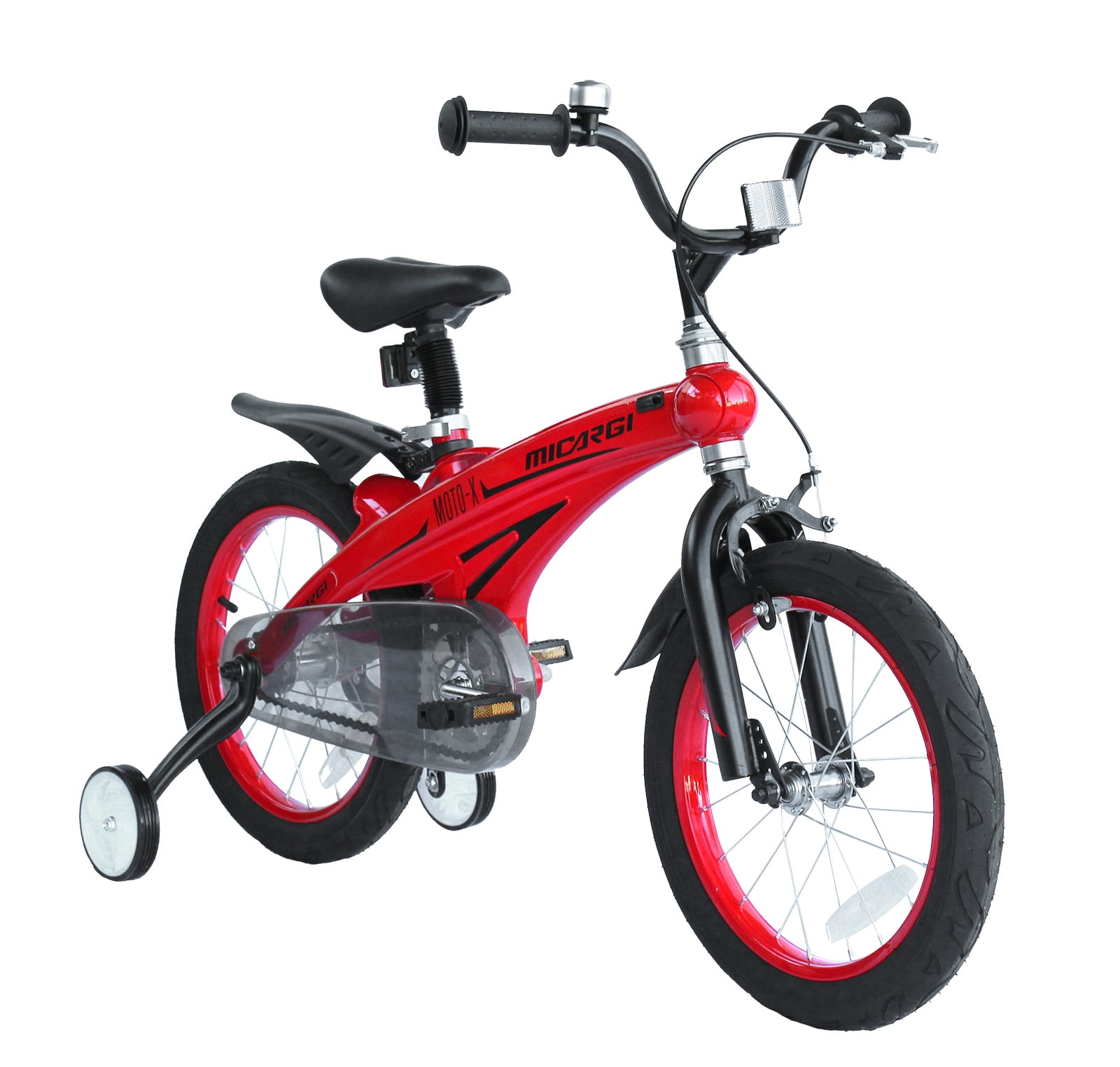 USToyOutlet 16" Frame Magnesium Alloy Bicycle with Rear Coaster Brake & Front Caliper Brake One Piece Crank Red Rims Black Tire Kid's Bike - Red