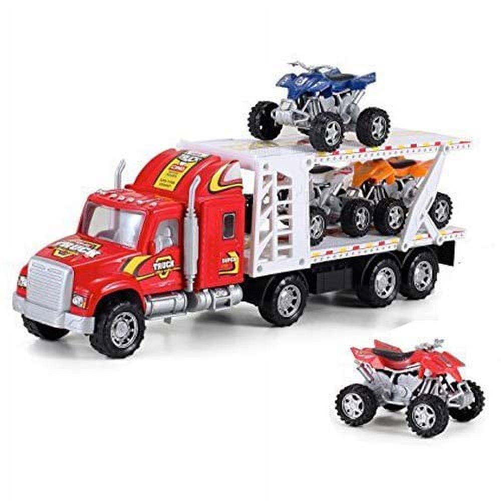 USToyOutlet Heroes to The Rescue Truck Hauler with Trailer and 4 ATVs