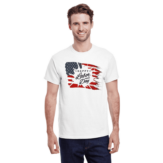 USTradeEnt UG200 Labor Day Men's T-Shirt, USA-Made Cotton Shirt for Men