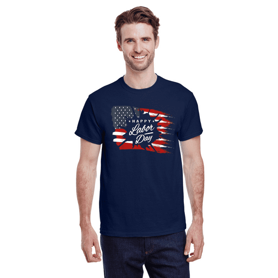 USTradeEnt UG200 Labor Day Men's T-Shirt, USA-Made Cotton Shirt for Men