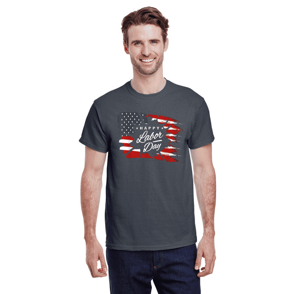 USTradeEnt UG200 Labor Day Men's T-Shirt, USA-Made Cotton Shirt for Men