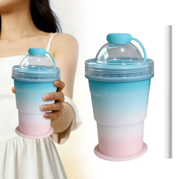 USUERY 2 In 1 Silicone Ice Maker Cup 2026 New Foldable Ice Cup With Lid Leakproof Travel Tumbler For Camping And Summer Cold Drinks 4 Piece Home