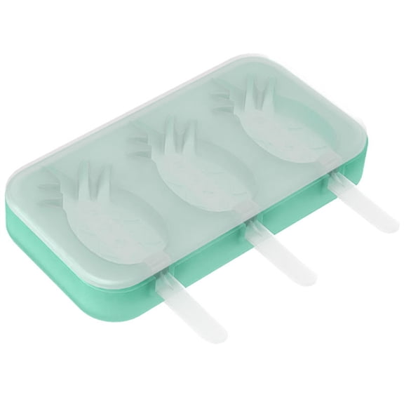USUERY Pineapple Shape Silicone Ice Mold with Reusable Sticks Non Stick Flat Easy Release Stackable for Space Saving