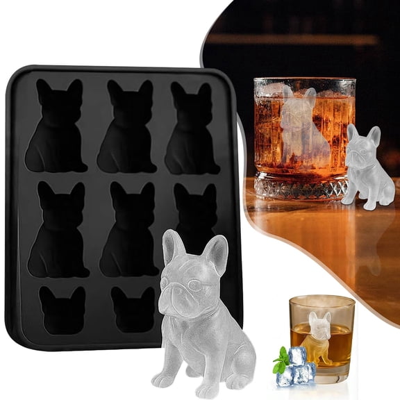 USUERY 3D Plastic French Bulldog Ice Tray 6 Hole Fun Animal Shape Mold For Cute Novelty Ice Cubes Home Decor