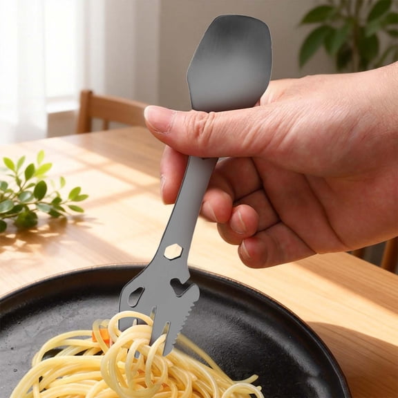 USUERY 5 In 1 Multi Function Stainless Steel Spork Camping Utensil Fork Spoon And Can Opener Combo For Outdoor Travel Home