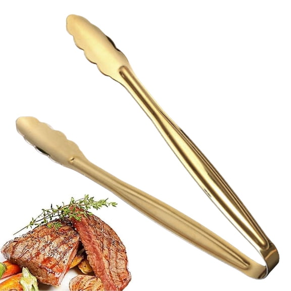 USUERY 6 Inch Gold Stainless Mini Tongs Sugar Cube Ice Tongs Mini Food Clip Bread Clip For Kitchen Home