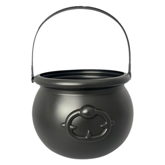 USUERY 7.5 Inch Halloween Plastic Cauldron Black Candy Bowl Large Witch Cauldron Pot Bucket For Halloween Decorations Holder Centerpiece Home