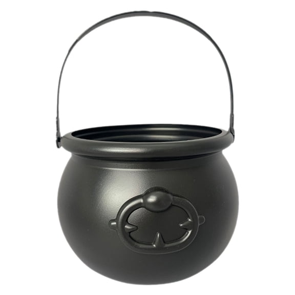 USUERY 7.5 Inch Halloween Plastic Cauldron Black Candy Bowl Large Witch Cauldron Pot Bucket For Halloween Decorations Holder Centerpiece Home
