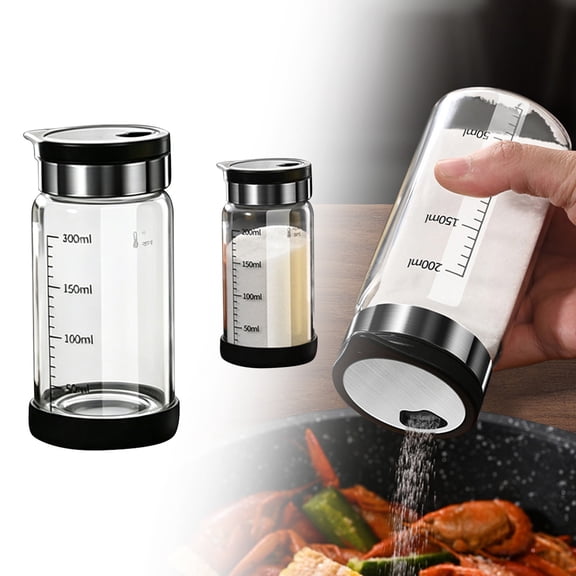 USUERY Adjustable 4 Hole Glass Pepper Shaker Seasoning Cans With Non Slip Base For Kitchen Restaurant BBQ Camping Home