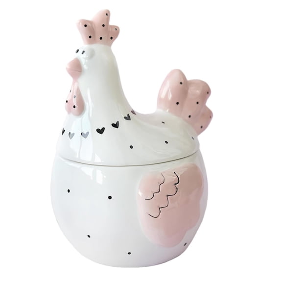 USUERY Ceramic Chicken Shaped Cookie Jar With Lid Easter Sugar Container Snack And Jewelry Storage For Kitchen Counter Decor