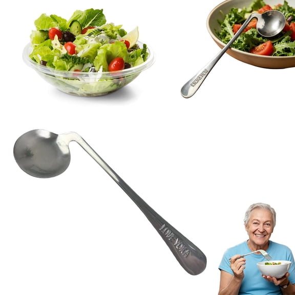 USUERY Curved Old Man Feeding Spoon Fork Convenient Eating Utensil For Elderly And Handicapped Home