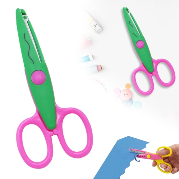 USUERY Decorative Edge Craft Scissors Pattern Shears with Wavy Scalloped Plastic Paper Cutting Tool for Scrapbooking DIY Art