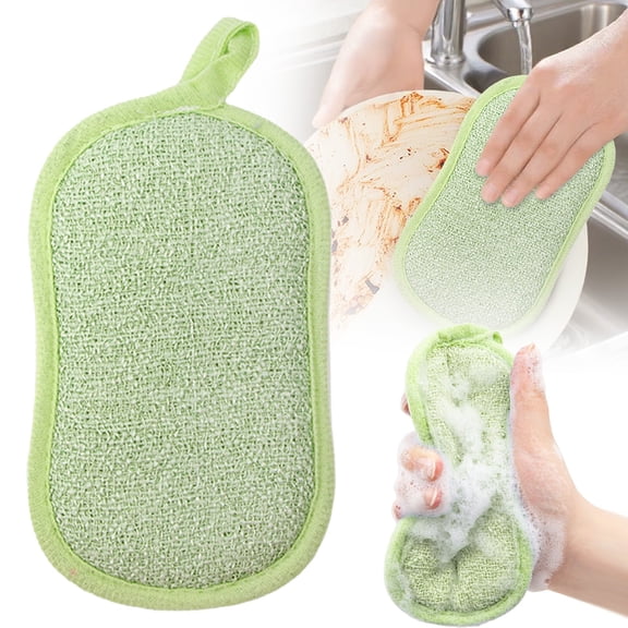 USUERY Double Kitchen Dishwashing Sponge Block Superfine Fiber Hard Wire for Pot Scrubbing and Decontamination