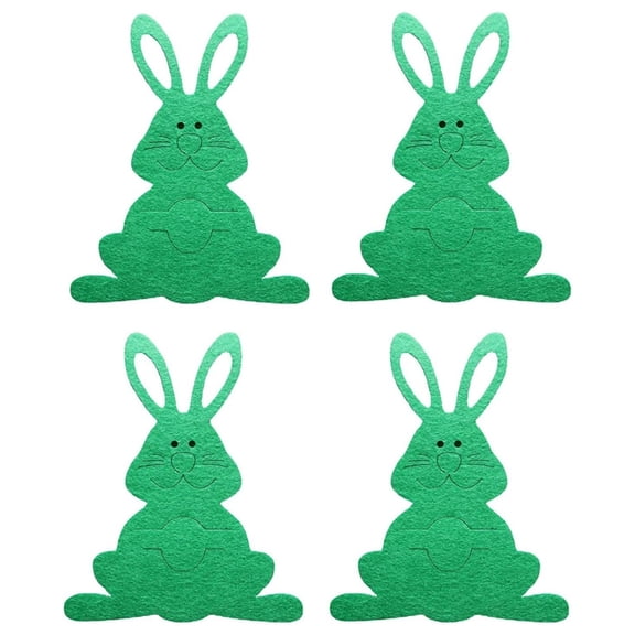 USUERY Easter Bunny Spoon And Fork 4 Piece Bunny Tableware Set For Holiday Dining Home