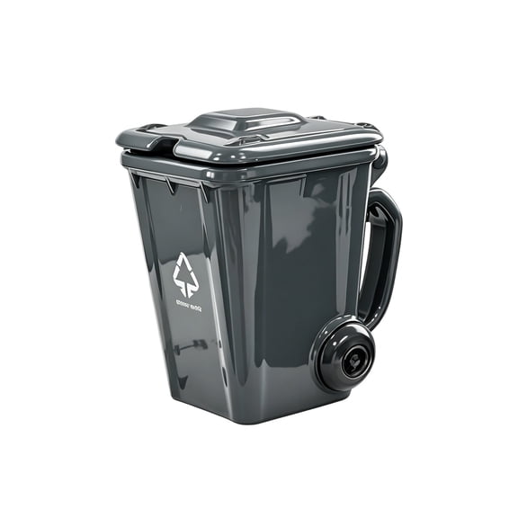 USUERY Funny Recycling 3D Ceramic Coffee Mug Trash Can Shaped With Lid Novelty Drinking Mug For Home Kitchen Restaurant Home