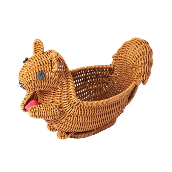 USUERY Handmade Wicker Animal Storage Basket Cute Rattan Organizer for Toys Fish Hippo Deer Elephant Dog