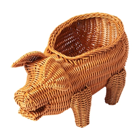 USUERY Handmade Wicker Animal Storage Basket Set Cute Rattan Organizer For Toys Snacks Fish Hippo Deer Elephant Dog Shapes