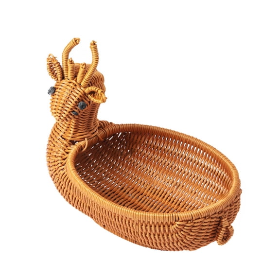 USUERY Handmade Wicker Animal Storage Basket Set Cute Rattan Organizer for Toys Snacks Fish Hippo Deer Elephant Dog