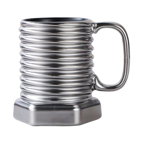 USUERY Hexagonal Screw Shape Ceramic Coffee Mug Novelty Oil Can Design With Insulated Handle For Hot Cold Drinks Home Office Gift
