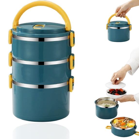 USUERY Insulated Rice Bucket Lunch Box with Lid Stainless Steel Thermal Container for Adult Worker Meal