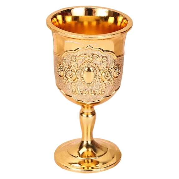 USUERY Medieval Rose Engraved Metal Shot Goblet Glass For Wedding Decor And Wine Serving Home