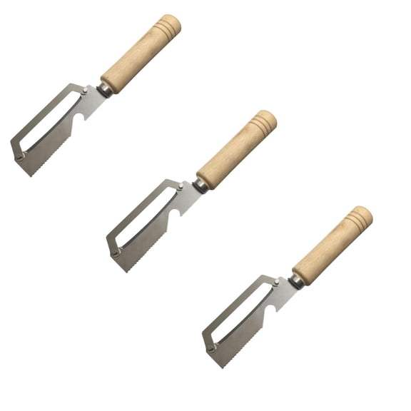 USUERY Multifunctional Wooden Handle Paring Tool Stainless Tooth Paring for Winter Melon Sugarcane Home Kitchen