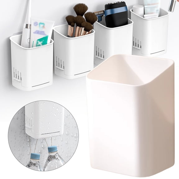 USUERY No Drilling Toothbrush Holder For Bathroom Wall Mounted Shower Toothbrush Toothpaste Holder Removable Draining Kitchen Home