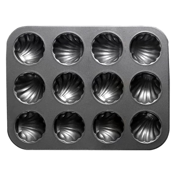 USUERY Nonstick Cake Pan 12 Cavity Cookie Tray for Oven Baking Warp Shape Champagne Gold