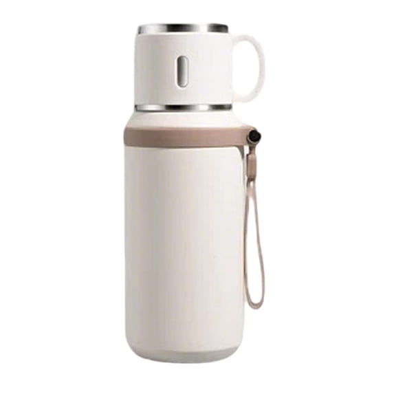 USUERY Portable Vacuum Insulated Bottle 2 In 1 Design With Drinking Cup Double Layer Stainless Steel Thermos For Hot Cold Drinks Home
