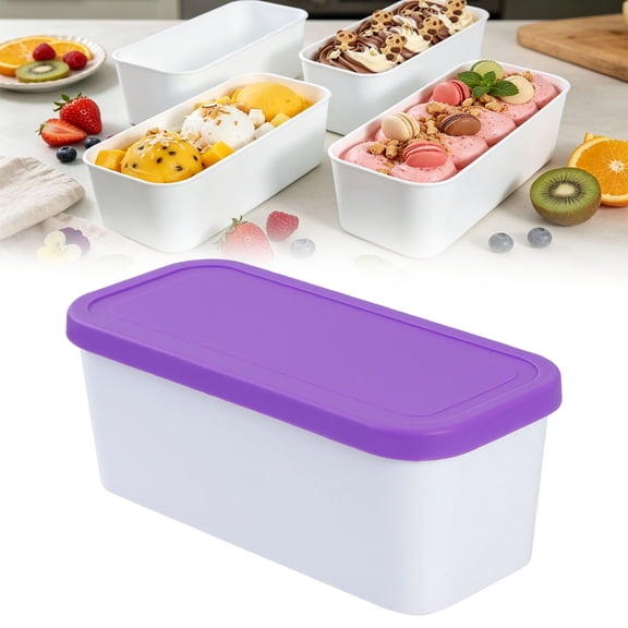 USUERY Reusable Freezer Storage Container with Lid for Homemade Sorbet Yogurt Gelato Ice Tub Dessert Keeper