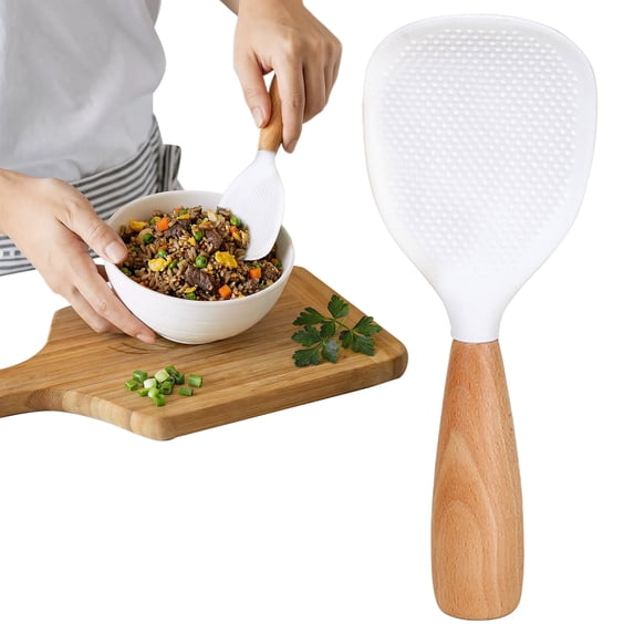 USUERY Short Wooden Handle Silicone Spatula Multifunction Cooking Spoon ...