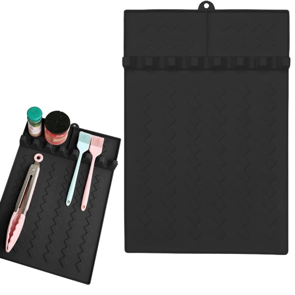 USUERY Silicone BBQ Grill Mat Side Shelf Spatula Tools Reusable for Kitchen Countertop Griddle Home Cooking Grilling