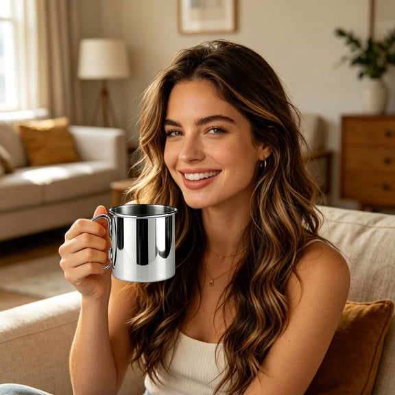 USUERY Stainless Steel Copper Plated Smooth Mug For Coffee Tea Beverages Polished Finish Home Kitchen
