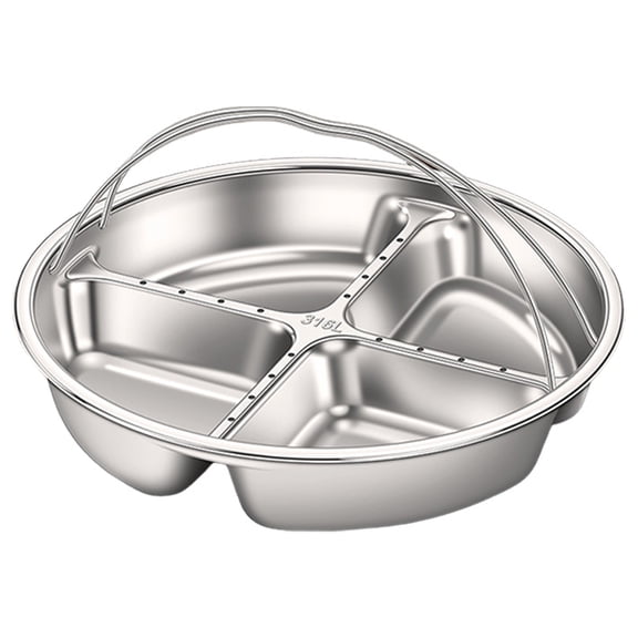 USUERY Stainless Steel Divided Serving Tray With Handle Multi Compartment Snack Plate For Home Party Camping Picnic