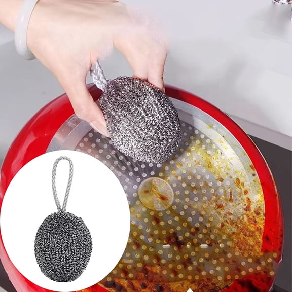 USUERY Stainless Steel Scrubber Wire Metal Scrubber With Lanyard Dirty Cookware Cleaner Dish Cleaner Home